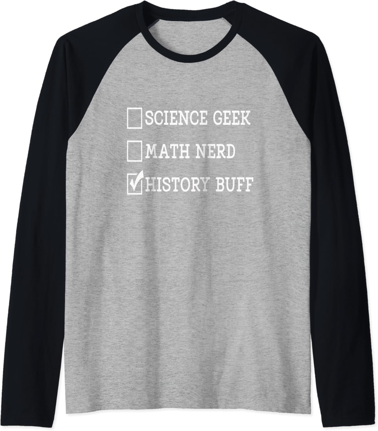 Science Geek Math Nerd History Buff Funny Gift Raglan Baseball Tee Clothing, Shoes
